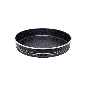 Assadeira Redonda de Granito Preto - 34 cm