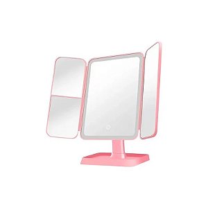 Espelho de Maquiagem Rosa Satellite com LED A-M16