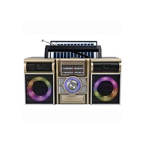 Rádio Portátil Megastar RX1000BTD com SD/USB/Bluetooth - Preto/Dourado