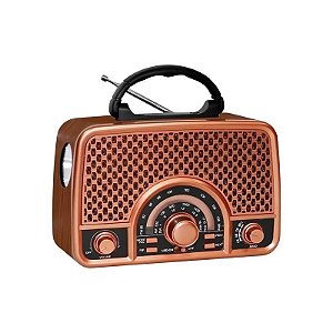 Rádio Portátil Mega Star RX2154BTP AM/FM Bluetooth - Marrom/Rose Gold
