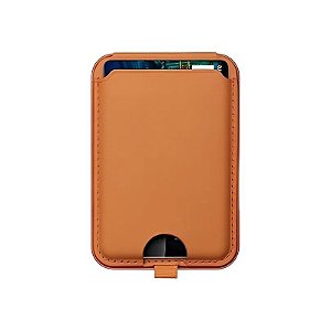 Porta-cartões de couro Coblue PL-67 para celular - laranja