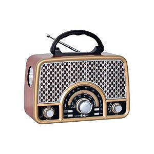 Rádio Portátil Mega Star RX2154BTG AM/FM/SW Bluetooth - Marrom Dourado