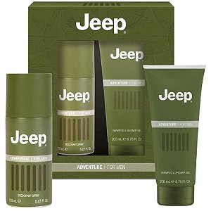 Kit Jeep Aventura Champô + Gel de Banho 200mL + Desodorante 150mL