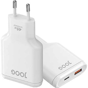 Carregador de Parede Joog Flat PD Charger FCH45 45W Ultra Fast USB-C + USB-A