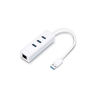 Adaptador Hub TP-Link UE330 USB 3.0 3 Portas /Ethernet Gigabit - Branco