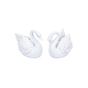 Par de Cisnes Decorativos de Resina Branco