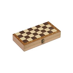 Jogo de Xadrez, Damas e Gamão de Madeira Magnético 40cm