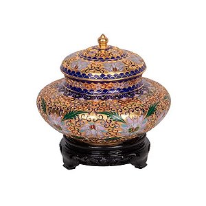 Centro de Mesa Estilo Oriental Dourado com Tampa