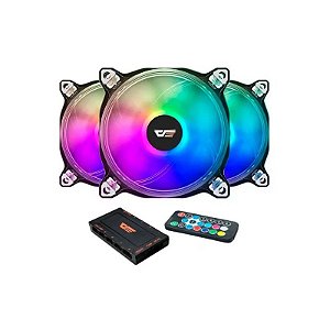 Kit Cooler Fan Aigo Darkflash CF8 Pro 3 Em 1 Com Controladora Argb