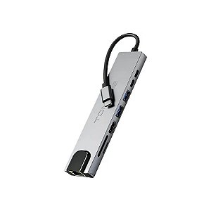 Hub USB-C Tomate MTV-619 - 8 Em 1 - Cinza