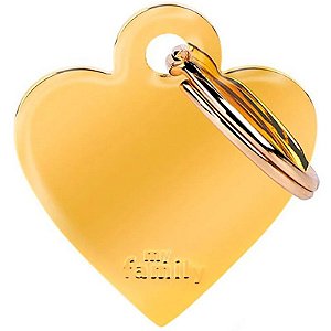 Placa de identificação MyFamily Coração Pequeno MFB22 - Dourado