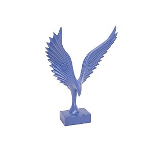 Estátua Decorativa de Pássaro em Resina 33 cm Azul