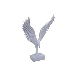 Estátua Decorativa de Pássaro em Resina 33 CM Cinza