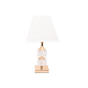 Abajur Decorativo em Tecido Trançado com Base Metálica Cor Cinza