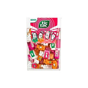 Bala Tic Tac Viagens Mix Frutas (Morango) Sortidas com 60 Unidades 228G