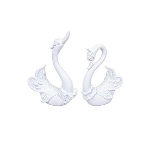 Par de Cisnes Decorativos de Resina Branco