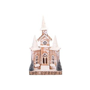 Casa Natalina com Luz a Pilha de Madeira com Neve 46CM X 26CM