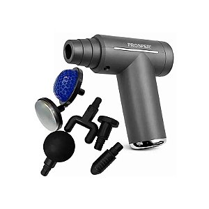 Massageador Muscular Prosper P-1132 com 6 Cabeças Recarregável - Cinza/Prata