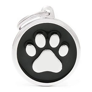 Placa de Identificação MyFamily Classic Círculo Grande CH17BLACKPAW
