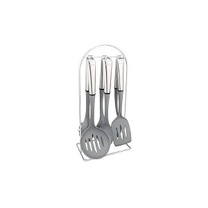 Jogo Hudson com 6 Utensílios de Nílon Cinza Escuro com Suporte