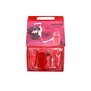 Kit Perfume Feminino Carlotta Narciso Vermelho 5 Peças