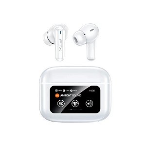 Fone de Ouvido FTX E56L-WH Bluetooth/ Microfone/ Cancelamento de Ruído Ativo/ Toque/ IPX6 com Tela LED - Branco