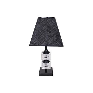 Abajur Decorativo em Tecido Trançado com Base Metálica Preto