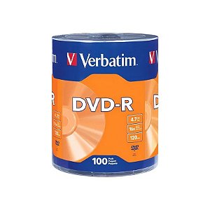 Pacote de Disco Gravável DVD-R Verbatim 96525 4.7 GB 16X – 100 Unidades