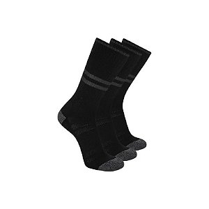 Meia Masculina Skechers 3 Pares 1/2 Terry Preto 10-13