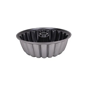Forma Redonda Antiaderente para Bolo Bundt, 24X9CM, Prateada