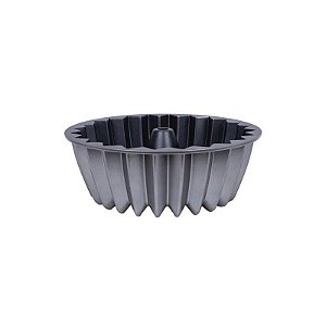Forma Alta para Bolo Bundt, Redonda, Antiaderente, 24X9CM, Prateada