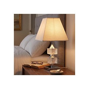 Abajur Decorativo em Tecido Trançado com Base Metálica Cinza