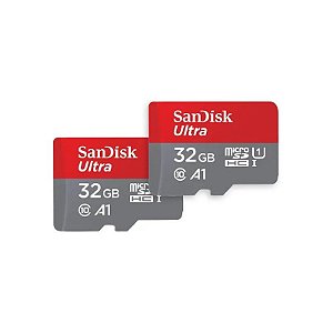 Cartão de Memória Sandisk 32GB Micro SD Ultra Plus 130MBS 2 Unidades