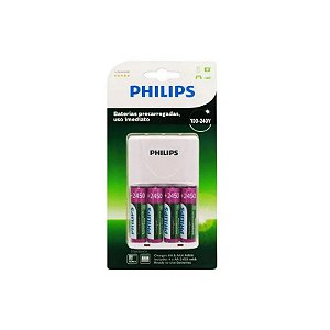 Carregador de Pilha Philips SCB2445NB/97 com 4 Pilhas