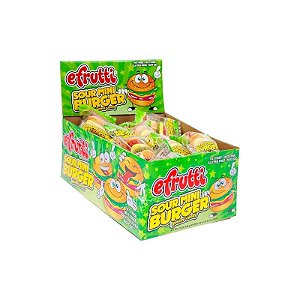Bala de Gelatina Efrutti Mini Hambúrguer Gomosa Azeda Caixa 60X9G