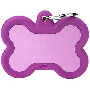 Placa de identificação MyFamily Hushtag Osso Grande HTA01 - Roxo