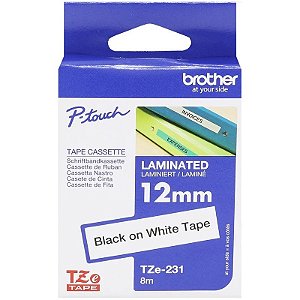 Cartucho de Fita Brother TZe-231 para Rotuladora P-Touch 12mm/8 metros Preto/Branco