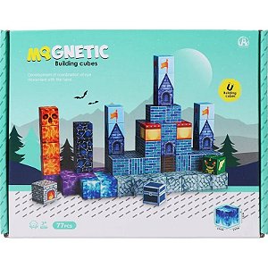 Jogo de Cubos Magnéticos de Construção Magnetic Building Cubes Chuang Huang - CH1393 (77 peças)
