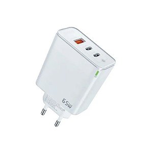 Carregador de Tomada HYEC79 65W USB-A/USB-C Bivolt