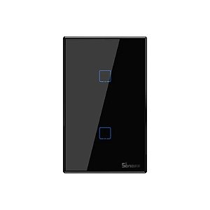 Interruptor Inteligente Touch Sonoff T3US2C com Módulo Receptor RF 2 Botões - Preto