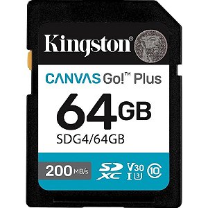 Cartão de Memória SD Kingston 64GB Canvas Go Plus - 200Mb/s