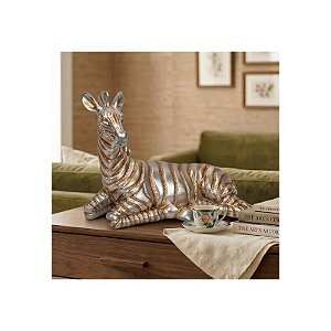 Estátua Decorativa de Zebra 25 CM Prateada