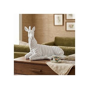 Estátua Decorativa de Zebra Branca 25 CM