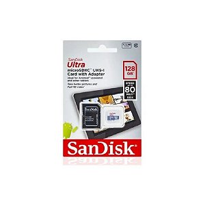 Cartão de Memória MicroSD 128GB Sandisk Ultra Classe 10 100MB/s