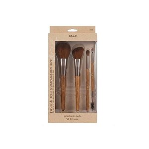 Kit de Pincéis Cala Dark Bamboo Rosto Olho 4 Peças