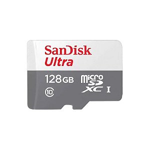 Cartão de Memória Micro SD Sandisk Ultra 128GB 100MBS C10 - SDSQUNR-128G-GN3TA