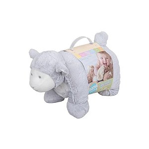 Manta com Almofada de Ovelha para Bebê 90x75cm 2 Peças Cinza