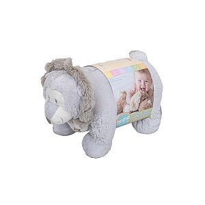 Manta com Almofada de Leão para Bebê 50X36-90X75CM 2 Peças Cinza