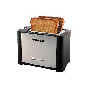 Torradeira Elétrica Mondial Smart Tost Inox T-13 - 800W - 2 Fatias - 220V - Preto