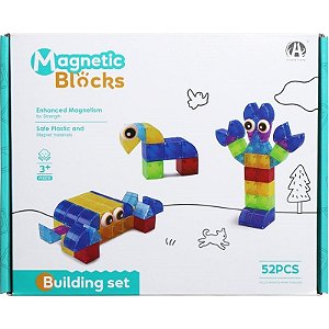 Jogo de Cubos Magnéticos de Construção Magnetic Blocks Chuang Huang - CH1371 (52 peças)